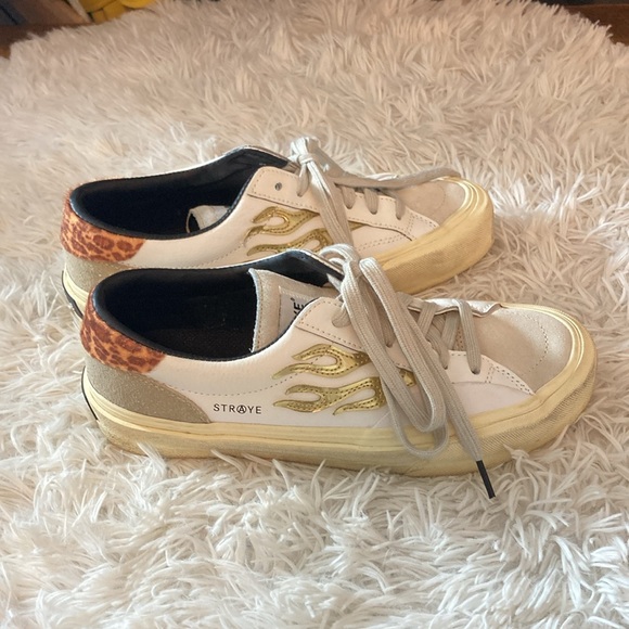 Straye Logan Men Sz 8.5 Women Sz 10 Flame Sneaker Cream Heater Skateboarding - Picture 2 of 10